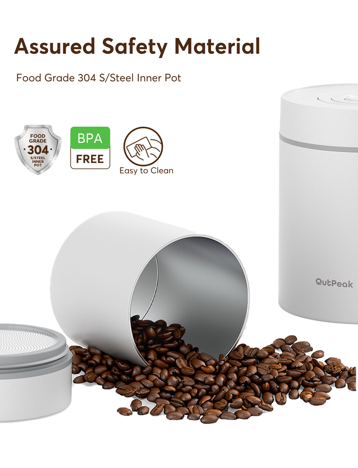 Outpeak Smart Elektrische Vakuum-Kaffeedose - Perlweiß