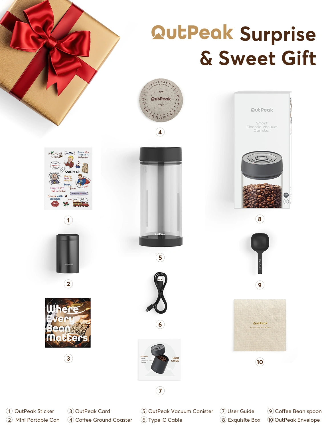 Outpeak Smart Electric Coffee Canister Space Grey